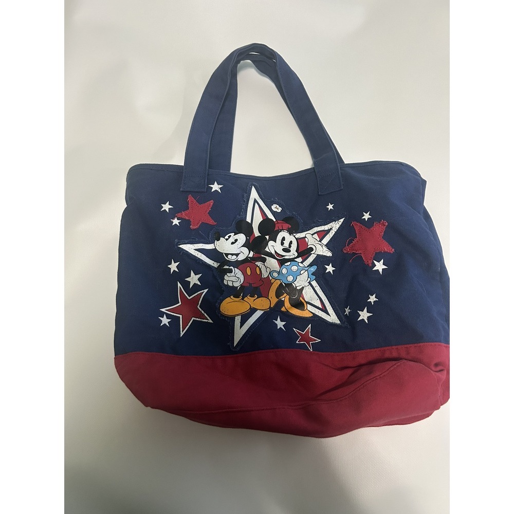 Disney Store Mickey And Minnie Mouse Tote Bag USA Red White Blue Vintage
